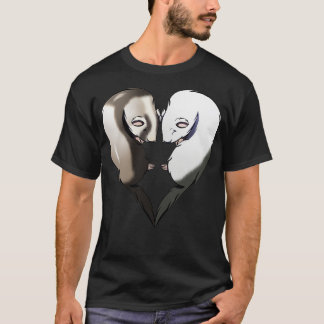 Niedlich Ferrets Couple Heart Valentinstag T-Shirt