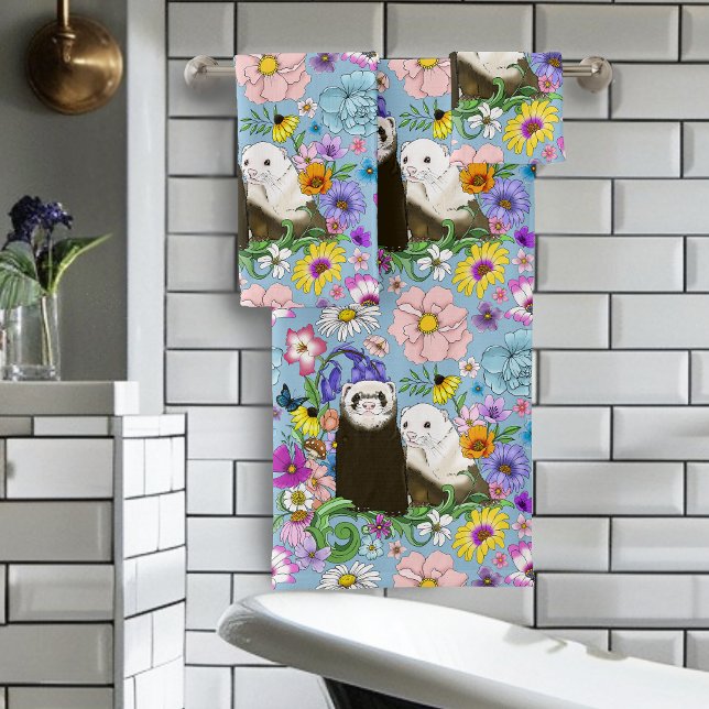 Niedlich Ferrets Floral Badhandtuch Set (Von Creator hochgeladen)