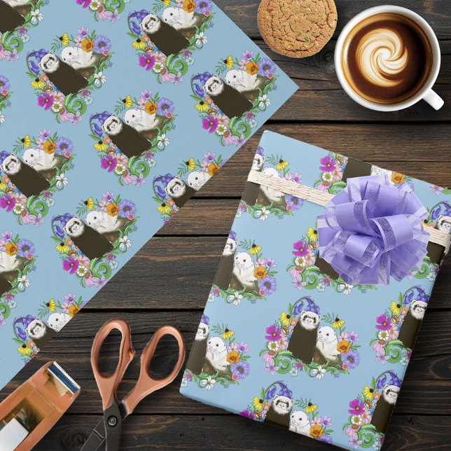 Niedlich Ferrets Floral Geschenkpapier (Von Creator hochgeladen)
