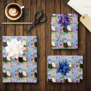 Niedlich Ferrets Floral Geschenkpapier Set