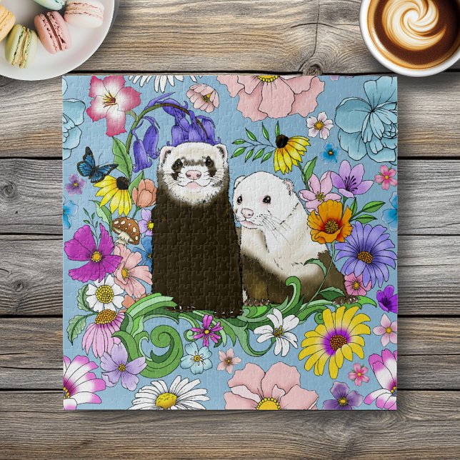 Niedlich Ferrets Floral Puzzle (Von Creator hochgeladen)