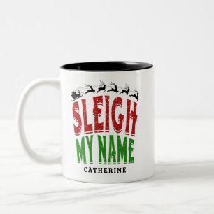 Niedlich festlich Funny Sleigh Mein Name Personali Zweifarbige Tasse
