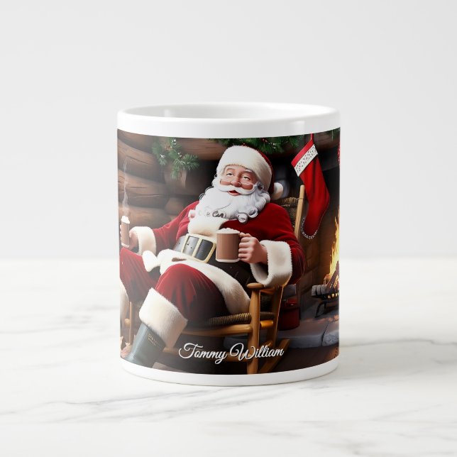 Niedlich festliche Vintage Weihnachten Jumbo-Tasse (Vorderseite)