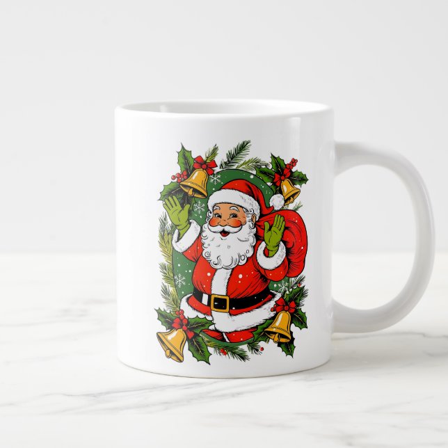 Niedlich festliche Vintage Weihnachten Jumbo-Tasse (Rechts)