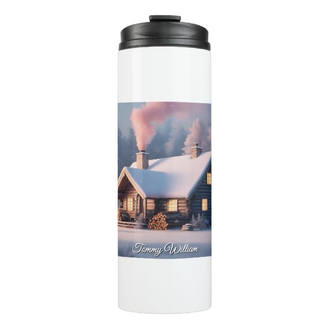 Niedlich festliche Vintage Weihnachten Thermosbecher (Vorderseite)