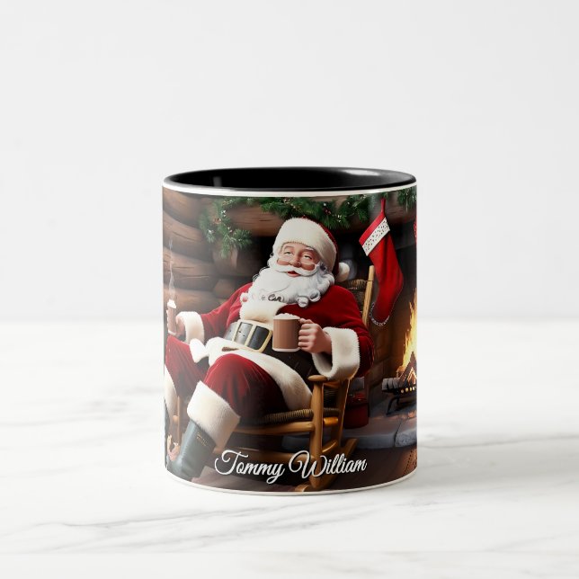 Niedlich festliche Vintage Weihnachten Zweifarbige Tasse (Mittel)