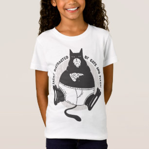 Niedlich fettleibige Black Cat isst Pizza. leicht  T-Shirt