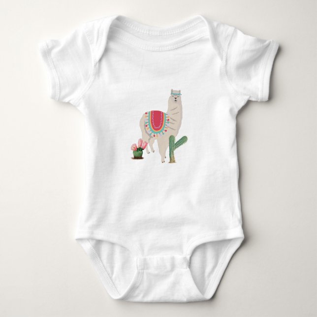 Niedlich Fiesta Llama & Cactus Baby Strampler (Vorderseite)