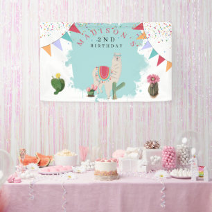 Niedlich Fiesta Llama & Cactus Kindergeburtstag Banner