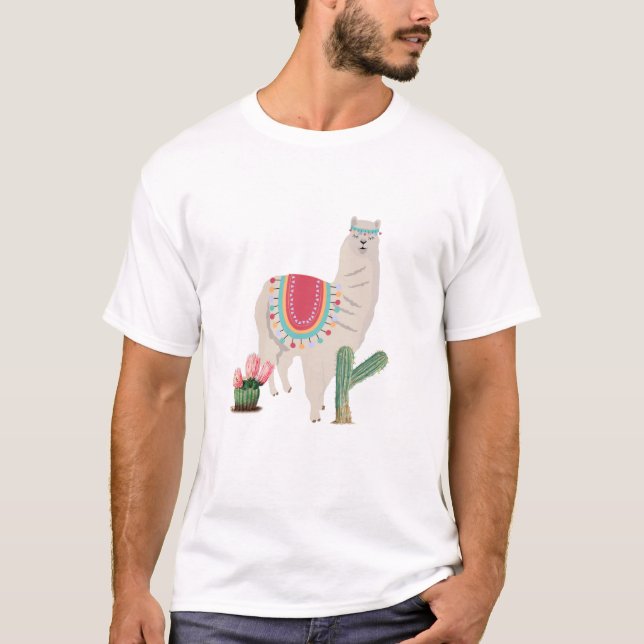 Niedlich Fiesta Llama & Cactus T-Shirt (Vorderseite)