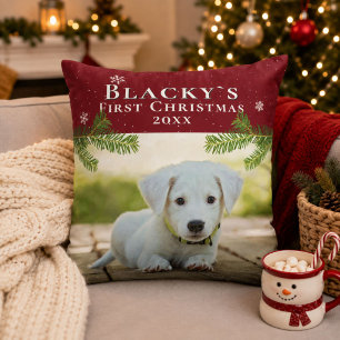 Niedlich First Christmas Welppy Red Christmas Foto Kissen
