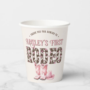 Niedlich First Rodeo Rosa Personalisiert 1. Geburt Pappbecher