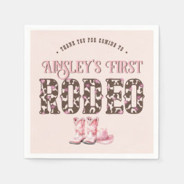 Niedlich First Rodeo Rosa Personalisiert 1. Geburt Serviette