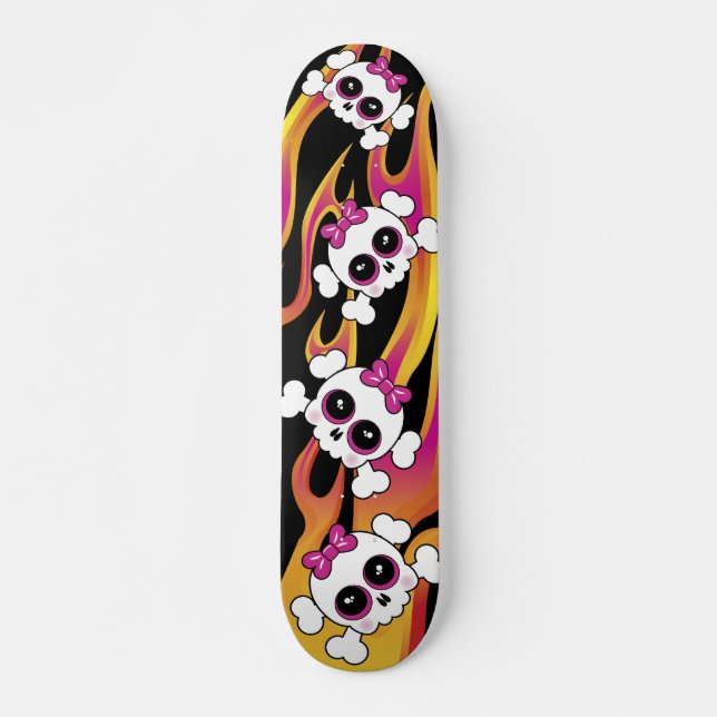 Niedlich Flaming Skulls Skateboard (Vorne)
