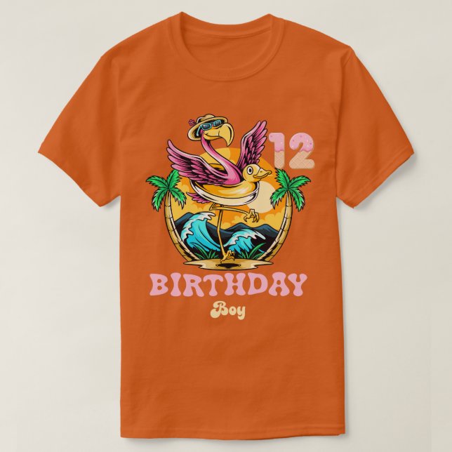 Niedlich Flamingo 12. Geburtstag Junge T-Shirt (Design vorne)