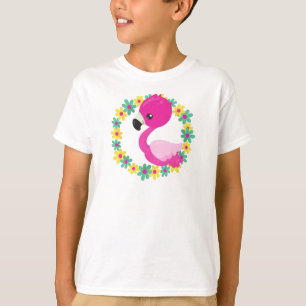 Niedlich Flamingo, Baby Flamingo, Bird, Blume T-Shirt