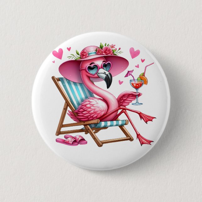 Niedlich Flamingo-Clipart Button (Vorderseite)