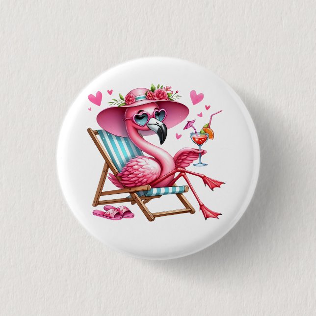Niedlich Flamingo-Clipart Button (Vorderseite)