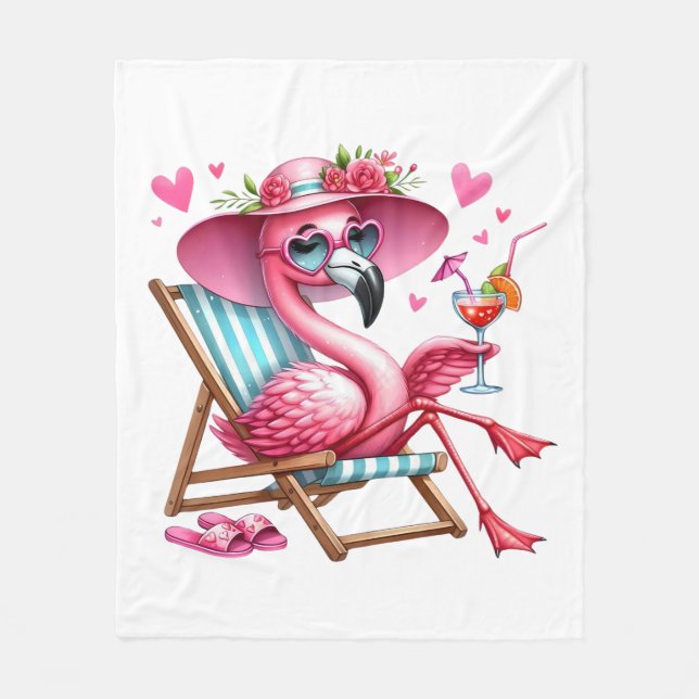 Niedlich Flamingo-Clipart Fleecedecke (Vorderseite)