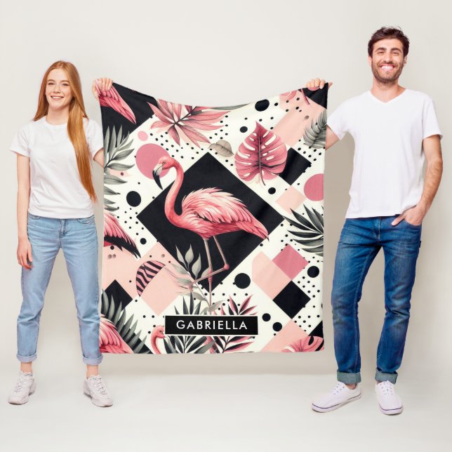 Niedlich Flamingo Geometric Fleecedecke (Beispiel)