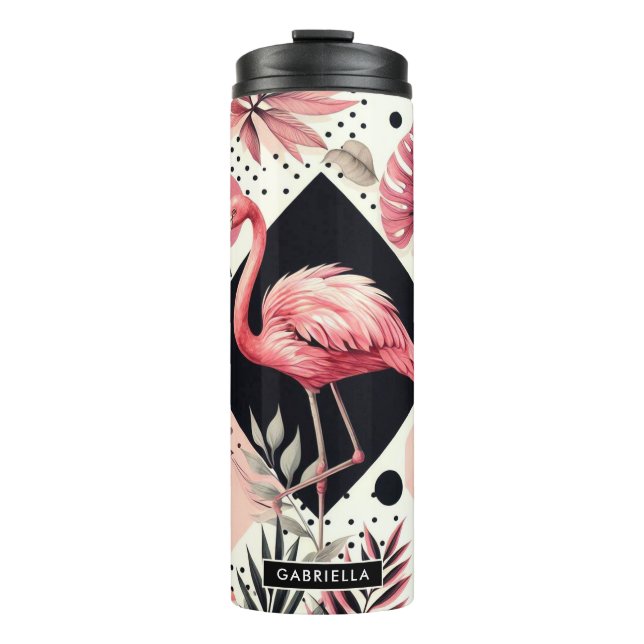 Niedlich Flamingo Geometric Thermosbecher (Vorderseite)