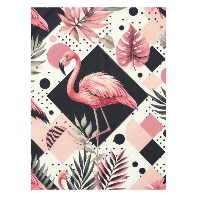 Niedlich Flamingo Geometric Tischdecke (Vorderseite)