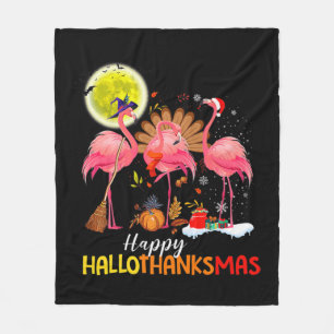 Niedlich Flamingo Hallo Thanksmas Happy Halloween  Fleecedecke