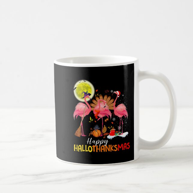 Niedlich Flamingo Hallo Thanksmas Happy Halloween  Kaffeetasse (Rechts)