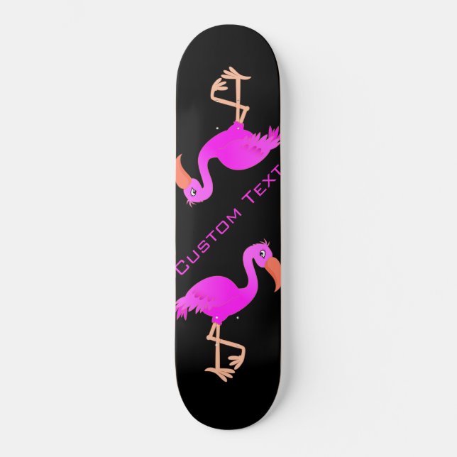 Niedlich Flamingo - Happy - Fügen Sie Ihren Text / Skateboard (Vorderseite)