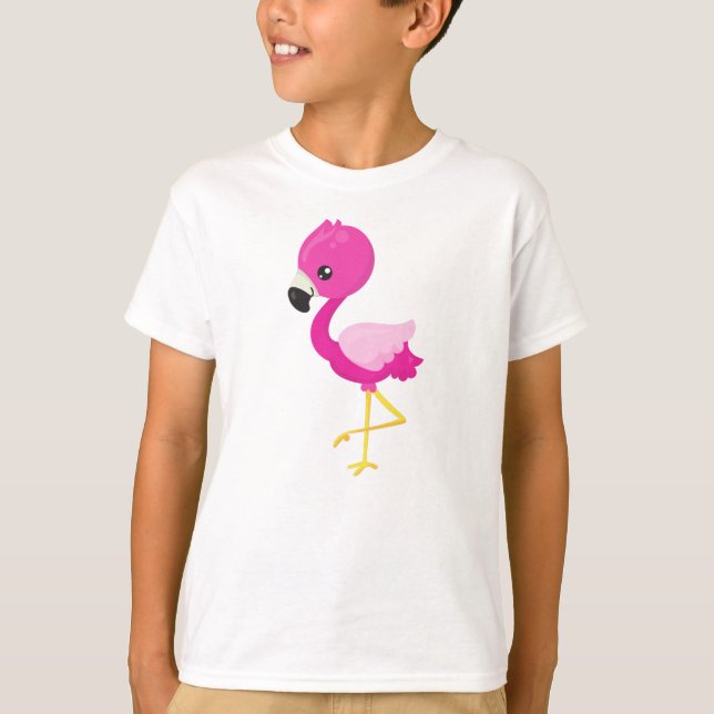 Niedlich Flamingo, Kleiner Flamingo, rosa Flamingo T-Shirt (Vorderseite)