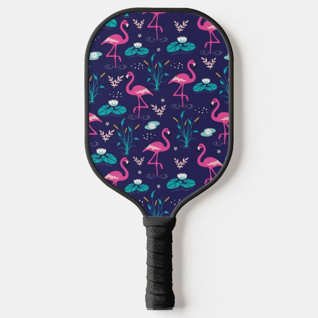 Niedlich Flamingo Nahtloses Muster Pickleball Schläger (Vorderseite)