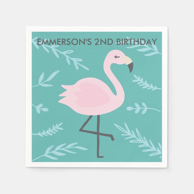 Niedlich Flamingo Pastel Personalisiert Party Napk Serviette (Vorderseite)