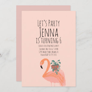 Niedlich Flamingo Pflanze Geburtstagsparty Pink Einladung