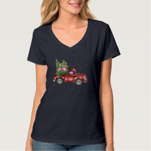 Niedlich Flamingo Ride Wagon Red Truck Xmas Trem F T-Shirt