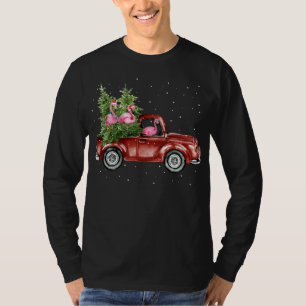 Niedlich Flamingo Ride Wagon Red Truck Xmas Trem F T-Shirt