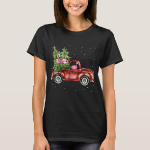 Niedlich Flamingo Ride Wagon Red Truck Xmas Trem F T-Shirt
