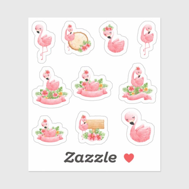 Niedlich Flamingo Stickers Aufkleber (Blatt)