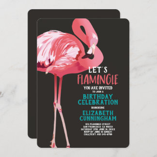 Niedlich Flamingo Tropical Let's Flamingle Geburts Einladung