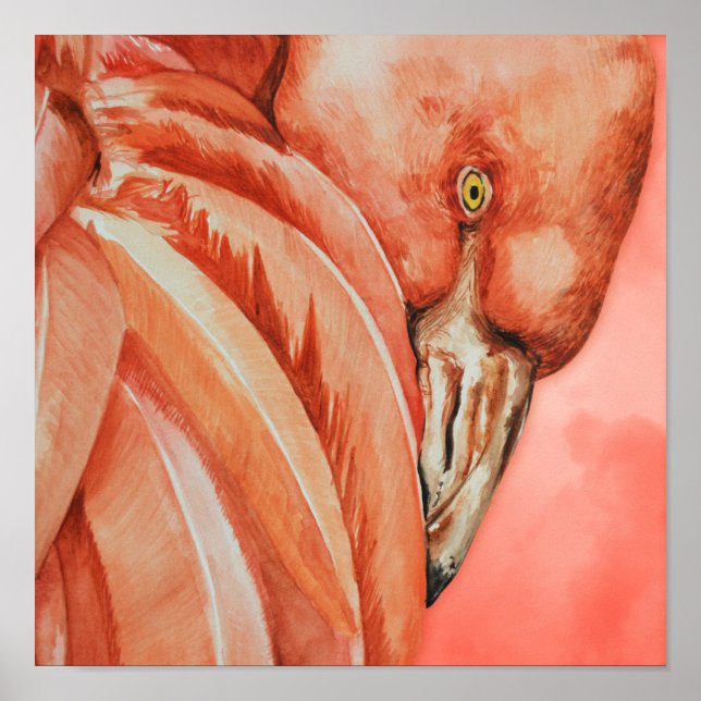 Niedlich Flamingo Zeichnend Poster (Vorne)