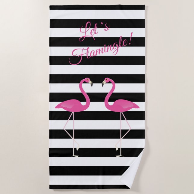 Niedlich Flamingos, Flamingle Beach Handtuch (Vorderseite)