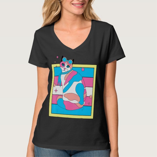 Niedlich Flat Lined Transgender Calico Ca Lesbian  T-Shirt (Vorderseite)