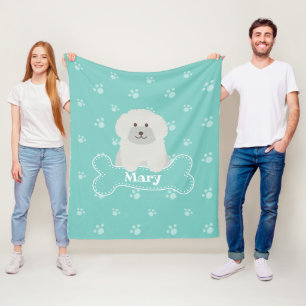 Niedlich Flauschig Weiße Dose Welpe Lover Monogra Fleecedecke