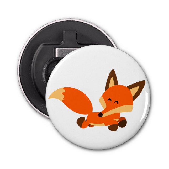 Niedlich Fleet Cartoon Fox Button Flaschenöffner (Vorderseite)