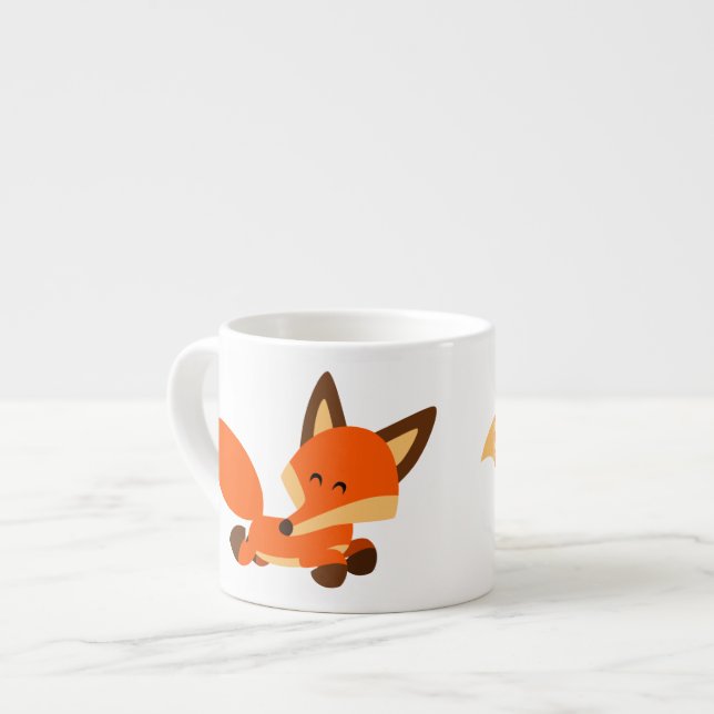 Niedlich Fleet Cartoon Fox Espresso Tasse (Vorderseite Links)