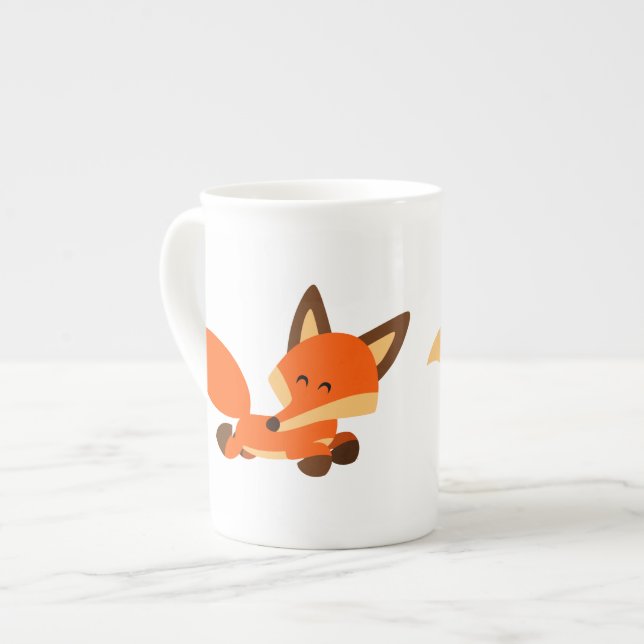 Niedlich Fleet Cartoon Fox Knochen China Tasse (Vorderseite Links)