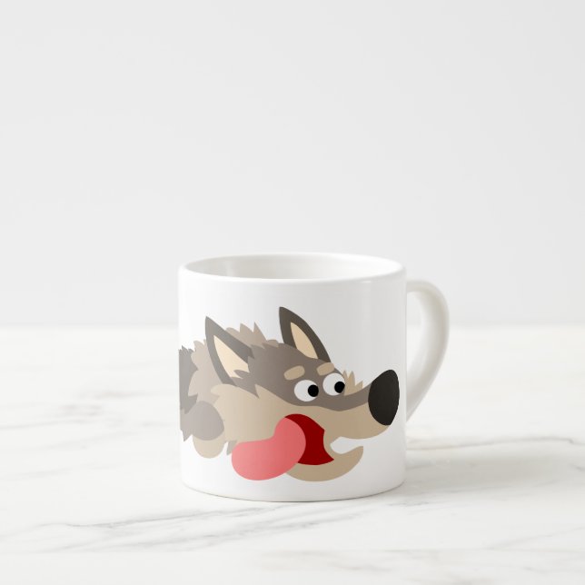 Niedlich Fleet Cartoon Wolf Espresso Tasse (Vorderseite Rechts)