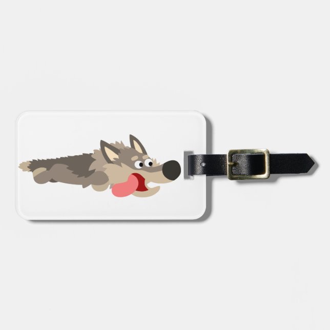 Niedlich Fleet Cartoon Wolf Gepäckmarke Gepäckanhänger (Vorderseite horizontal)