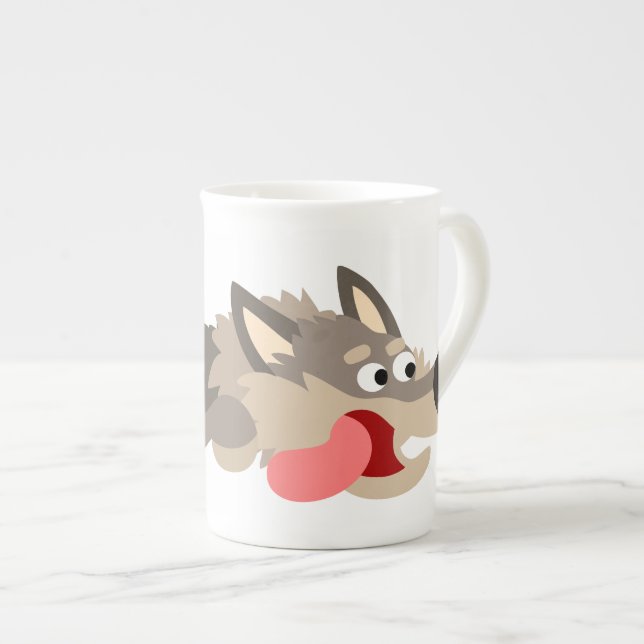 Niedlich Fleet Cartoon Wolf Knochen China Tasse (Vorderseite Rechts)