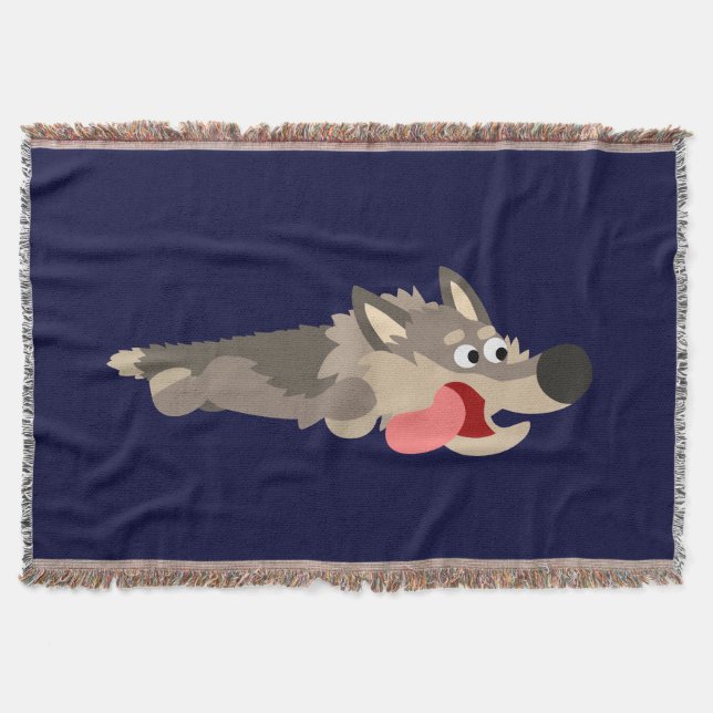 Niedlich Fleet Cartoon Wolf wirbelnd blanket Decke (Vorderseite)