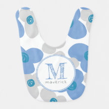 Niedlich Floral Blue Gray Baby Boy Simple Monogram
